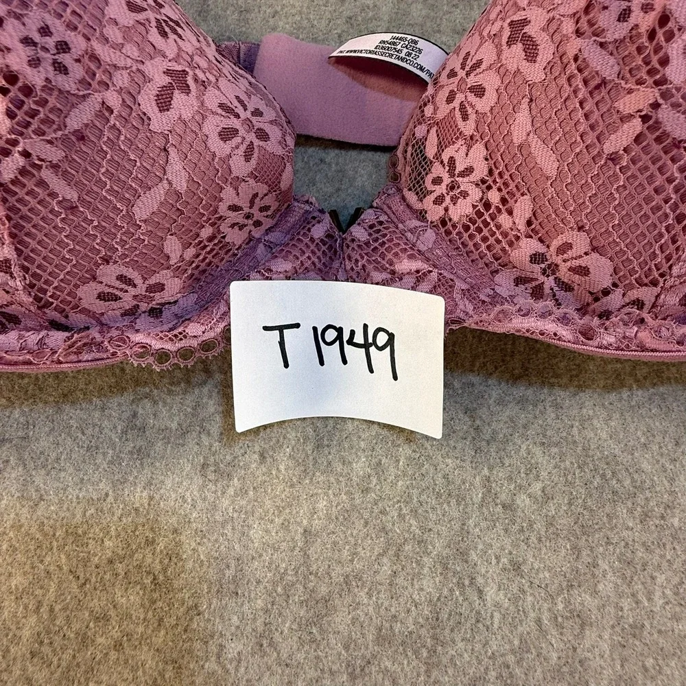 Victorias Secret Love Cloud Lightly Lined Demi Bra Pink Floral Lace 36D NWT